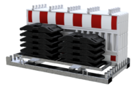 SET mit 10 Absperrschrankengitter und 11 Fußplatten auf Lager- und Transporttraverse - Art.Nr. 33620KA2-SET1
