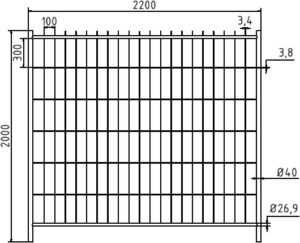 Mobilzaun „Standard” Höhe: 2,00 m AusgleichselementBreite: 2,20 m - Art.Nr. 3B2022 – Bild 4