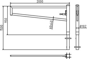 Drehbare Wegesperre zum Einbetonieren, feuerverzinkt Gesamtbreite: 2000 mm für Vorhangschloss - Art.Nr. 4013_20V – Bild 4