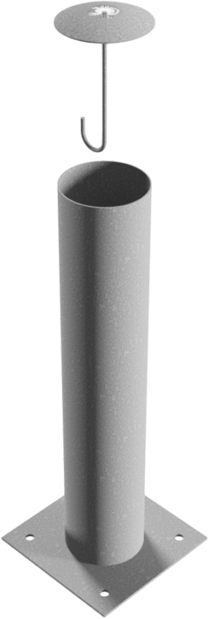 Absperrpoller Stahlrohr Ø 193 x 3,6 mm ortsfest für Dübelbefestigung feuerverzinkt Gesamtlänge: 1000 mm mit Stahlkappe mit Betonanker - Art.Nr. 40193A – Bild 3