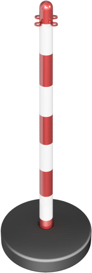Kettenständer aus Ø 40 mm Kunststoffrohr weiß / rot befüllbarer, runder Fuß - Art.Nr. 4041KB