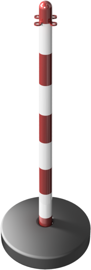 Kettenständer aus Ø 40 mm Kunststoffrohr weiß / rot befüllbarer, runder Fuß - Art.Nr. 4041KB – Bild 3