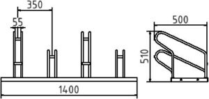 Fahrradständer Radeinstellung einseitig 90° 4 EinstellplätzeLänge: 1400 mm - Art.Nr. 420_40 – Bild 4