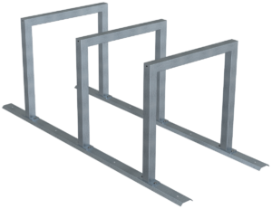 Fahrradanlehnbügel Reihenanlage Stahlrohr 60 x 60 mm 3 Einstellplätze - Art.Nr. 424_30