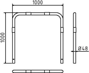 Rohrbügel aus Stahlrohr Ø 48 x 2,5 mm ohne Querholm zum Einbetonieren - Art.Nr. 448_06B – Bild 4