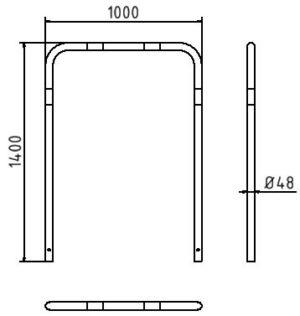 Rohrbügel aus Stahlrohr Ø 48 x 2,5 mm ohne Querholm zum Einbetonieren - Art.Nr. 448_10B – Bild 4