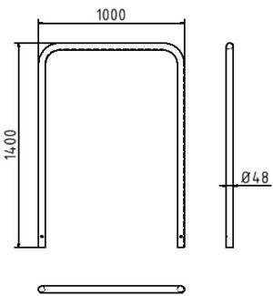 Rohrbügel aus Stahlrohr Ø 48 x 2,5 mm ohne Querholm zum Einbetonieren - Art.Nr. 448_10 – Bild 4