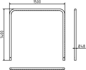 Rohrbügel aus Stahlrohr Ø 48 x 2,5 mm ohne Querholm zum Einbetonieren - Art.Nr. 448_15 – Bild 4