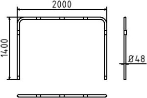 Rohrbügel aus Stahlrohr Ø 48 x 2,5 mm ohne Querholm zum Einbetonieren - Art.Nr. 448_20B – Bild 4