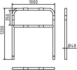 Rohrbügel aus Stahlrohr Ø 48 x 2,5 mm mit Querholm zum Einbetonieren - Art.Nr. 448_22B – Bild 4