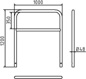 Rohrbügel aus Stahlrohr Ø 48 x 2,5 mm mit Querholm zum Einbetonieren - Art.Nr. 448_22 – Bild 4