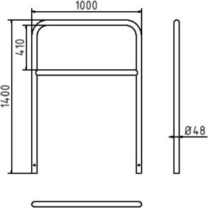 Rohrbügel aus Stahlrohr Ø 48 x 2,5 mm mit Querholm zum Einbetonieren - Art.Nr. 448_32 – Bild 4