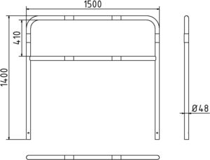 Rohrbügel aus Stahlrohr Ø 48 x 2,5 mm mit Querholm zum Einbetonieren - Art.Nr. 448_33B – Bild 4