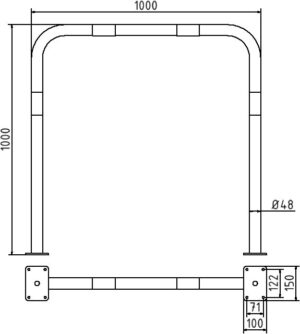 Rohrbügel aus Stahlrohr Ø 48 x 2,5 mm ohne Querholm für Dübelbefestigung - Art.Nr. 448_52B – Bild 4