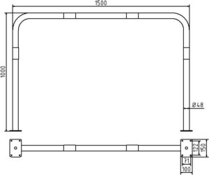 Rohrbügel aus Stahlrohr Ø 48 x 2,5 mm ohne Querholm für Dübelbefestigung - Art.Nr. 448_53B – Bild 4