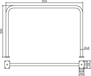 Rohrbügel aus Stahlrohr Ø 48 x 2,5 mm ohne Querholm für Dübelbefestigung Gesamtbreite 1500 mm Gesamthöhe 1000 mm feuerverzinkt - Art.Nr. 448_53 – Bild 4