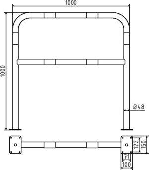 Rohrbügel aus Stahlrohr Ø 48 x 2,5 mm mit Querholm für Dübelbefestigung - Art.Nr. 448_62B – Bild 4