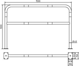 Rohrbügel aus Stahlrohr Ø 48 x 2,5 mm mit Querholm für Dübelbefestigung - Art.Nr. 448_63B – Bild 4