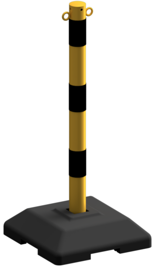 Kettenständer aus Ø 60 mm Stahlrohr gelb / schwarz quardratischen Fuß - Art.Nr. 460KBS