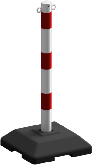 Kettenständer aus Ø 60 mm Stahlrohr weiß / rot quardratischer Fuß - Art.Nr. 460KB