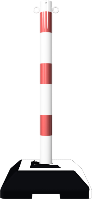 Kettenständer aus Ø 60 mm Stahlrohr weiß / rot quardratischer Fuß - Art.Nr. 460KB – Bild 2
