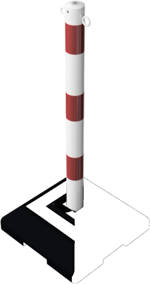 Kettenständer aus Ø 60 mm Stahlrohr weiß / rot quardratischer Fuß - Art.Nr. 460KB – Bild 3
