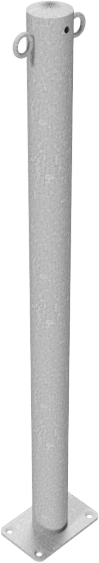 Absperrpfosten Stahlrohr Ø 60 x 2,5 mm ortsfest für Dübelbefestigung feuerverzinkt mit 2 Ösen - Art.Nr. 460P/2