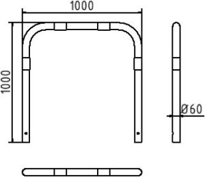 Rohrbügel aus Stahlrohr Ø 60 x 2,5 mm ohne Querholm zum Einbetonieren - Art.Nr. 465_06B – Bild 4