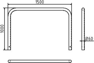 Rohrbügel aus Stahlrohr Ø 60 x 2,5 mm ohne Querholm zum Einbetonieren Gesamtbreite: 1500 mm Gesamthöhe: 1000 mm feuerverzinkt - Art.Nr. 465_07 – Bild 4