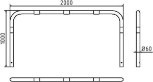 Rohrbügel aus Stahlrohr Ø 60 x 2,5 mm ohne Querholm zum Einbetonieren - Art.Nr. 465_08B – Bild 4