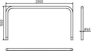 Rohrbügel aus Stahlrohr Ø 60 x 2,5 mm ohne Querholm zum Einbetonieren - Art.Nr. 465_08 – Bild 4