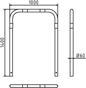 Rohrbügel aus Stahlrohr Ø 60 x 2,5 mm ohne Querholm zum Einbetonieren - Art.Nr. 465_10B – Bild 4