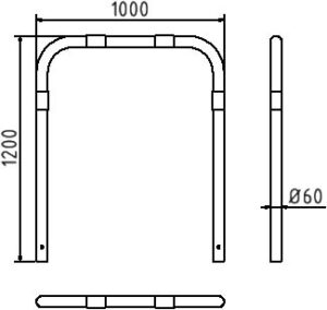 Rohrbügel aus Stahlrohr Ø 60 x 2,5 mm ohne Querholm zum Einbetonieren - Art.Nr. 465_12B – Bild 4