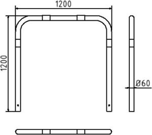 Rohrbügel aus Stahlrohr Ø 60 x 2,5 mm ohne Querholm zum Einbetonieren - Art.Nr. 465_13B – Bild 4