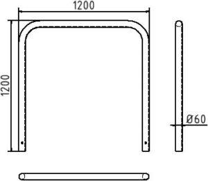 Rohrbügel aus Stahlrohr Ø 60 x 2,5 mm ohne Querholm zum Einbetonieren - Art.Nr. 465_13 – Bild 4
