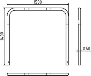 Rohrbügel aus Stahlrohr Ø 60 x 2,5 mm ohne Querholm zum Einbetonieren - Art.Nr. 465_15B – Bild 4