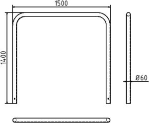 Rohrbügel aus Stahlrohr Ø 60 x 2,5 mm ohne Querholm zum Einbetonieren - Art.Nr. 465_15 – Bild 4