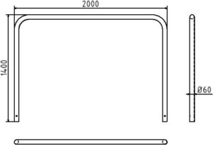 Rohrbügel aus Stahlrohr Ø 60 x 2,5 mm ohne Querholm zum Einbetonieren - Art.Nr. 465_20 – Bild 4