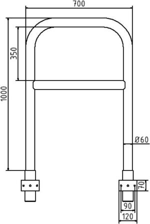 Rohrbügel aus Stahlrohr Ø 60 x 2,5 mm mit Querholm zum Einbetonieren - Art.Nr. 465_21W – Bild 4