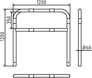 Rohrbügel aus Stahlrohr Ø 60 x 2,5 mm mit Querholm zum Einbetonieren - Art.Nr. 465_23B – Bild 4