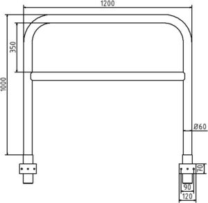 Rohrbügel aus Stahlrohr Ø 60 x 2,5 mm mit Querholm zum Einbetonieren - Art.Nr. 465_23W – Bild 4