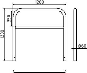 Rohrbügel aus Stahlrohr Ø 60 x 2,5 mm mit Querholm zum Einbetonieren - Art.Nr. 465_23 – Bild 4