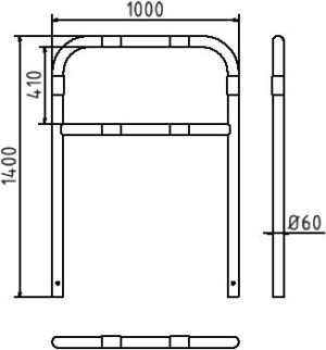Rohrbügel aus Stahlrohr Ø 60 x 2,5 mm mit Querholm zum Einbetonieren - Art.Nr. 465_32B – Bild 4