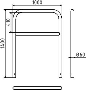 Rohrbügel aus Stahlrohr Ø 60 x 2,5 mm mit Querholm zum Einbetonieren - Art.Nr. 465_32 – Bild 4