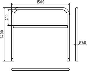 Rohrbügel aus Stahlrohr Ø 60 x 2,5 mm mit Querholm zum Einbetonieren - Art.Nr. 465_33 – Bild 4