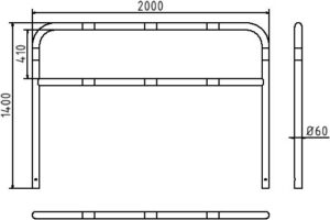 Rohrbügel aus Stahlrohr Ø 60 x 2,5 mm mit Querholm zum Einbetonieren - Art.Nr. 465_34B – Bild 4