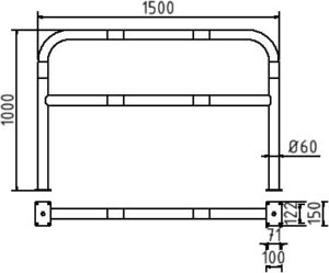 Rundbügel aus Stahlrohr Ø 60 x 2,5 mm mit Querholm für Dübelbefestigung - Art.Nr. 465_63B – Bild 4