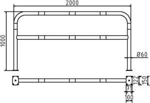 Rundbügel aus Stahlrohr Ø 60 x 2,5 mm mit Querholm für Dübelbefestigung - Art.Nr. 465_64B – Bild 4