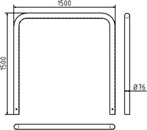 Abweisebügel Ø 76 x 2,6 mm ohne Querholm zum Einbetonieren Gesamtbreite: 1500 mm Gesamthöhe: 1500 mm feuerverzinkt - Art.Nr. 475_15 – Bild 2
