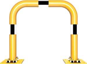 Rammschutzbügel elastisch, neigbar Stahlrohr Ø 76 mm gelb / schwarz Gesamtbreite: 750 mm Höhe Überflur: 650 mm - Art.Nr. 477_05NPBG – Bild 2